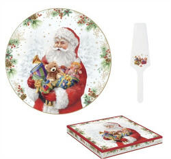 Easy Life Nuova R2S Porcelán tortatál lapáttal, 32cm, dobozban, Santa Is Santa