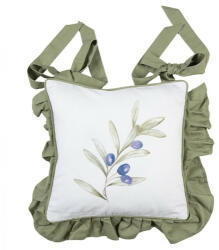 Clayre & Eef Párnahuzat kötős, 40x40cm, 100% pamut, Olive Fields - perfectodekor