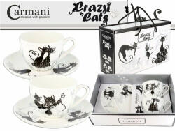 Hanipol Carmani Porceláncsésze+alj, 250ml, 2 személyes szett, fekete macskás