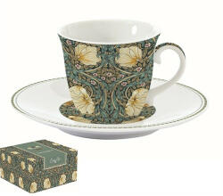 Easy Life Porcelán teáscsésze+alj, 200ml, dobozban, William Morris, Black