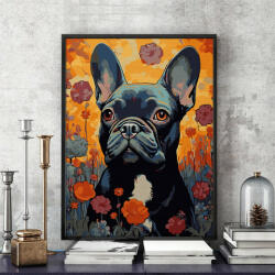 Pictorul Fericit French Bulldog portrait - Pictură pe numere Panza pictura