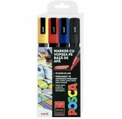 uni Set 4 Markere Uni Posca Mitsubishi, PC-5M, Fine Tip Pen, Multicolor