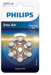 Philips Baterie Auditiva Zinc Air Blister 6 Buc Phili (ph-za312b6a/0) Baterii de unica folosinta