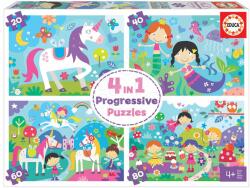 Educa Puzzle povești Fantasy Friends Progressive Educa copii veseli 20-40-60-80 piese de la 4 ani (EDU18905)