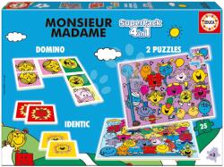 Educa Superpack 4în1 Monsieur Madam Educa domino pexeso și 2 puzzle-uri cu 25 piese de la 3 ani (EDU19403)