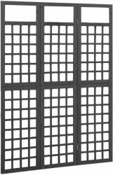vidaXL Fekete 3 paneles tömör fenyőfa térelválasztó/lugasrács 121x180cm (316482)
