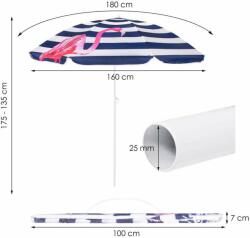 Sersimo Összecsukható napernyő, Sersimo BU019, 180cm, flamingó (BU-0019)