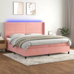 vidaXL rózsaszín bársony rugós és LED-es ágy matraccal 200x200 cm (3139648) - pepita