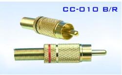 Royal Конектор Royal F-841 GOLD Red, чинч RCA(м), за монтаж към кабел, метален, позлатен с червена ивица
