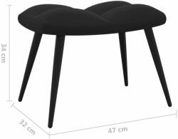 vidaXL fekete bársony pihenőszék lábtartóval (328090) - pepita
