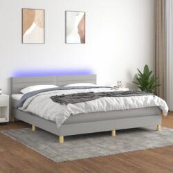 vidaXL világosszürke szövet rugós és LED-es ágy matraccal 160x200 cm (3133813) - vidaxl