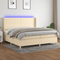 vidaXL krémszínű szövet rugós és LED-es ágy matraccal 200 x 200 cm (3138986) - vidaxl