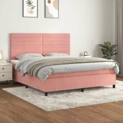 vidaXL rózsaszín bársony rugós ágy matraccal 180x200 cm (3143102) - pepita