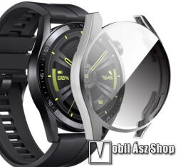 Huawei Watch GT 3 46mm, Okosóra szilikon védőtok, előlapvédős, Galvanizált Ezüst