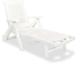vidaXL Șezlong de plajă cu suport picioare, alb, plastic (43586)