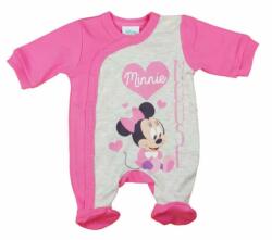  Disney bébi Minnie elöl patentos hosszú ujjú vékony pamut rugdalózó - Rózsaszín/szürke