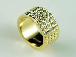 Arannyal bevont karika gyűrű áttetsző Swarovski kristályokkal #7 (0629. ) (XR065-7)