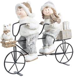 Bizzotto Figurine Fetita si Baietel din ceramica pe bicicleta metal 29x10x25 cm (0932498deco)