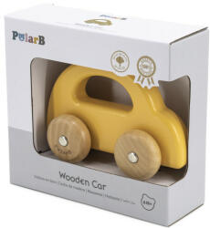 Viga Toys Masinuta din lemn galbena cu design vintage, polarb viga (44222) - bekid