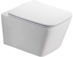 Foglia Set vas wc rimless suspendat, dreptunghiular, capac softclose inclus, alb lucios, Foglia Safari (B2351)
