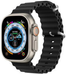 Dux Ducis Strap Watch Strap 8 / 7 / 6 / 5 / 4 / 3 / 2 / SE (41 / 40 / 38mm) Silicone Band Bracelet Black (OceanWave Version) - vexio
