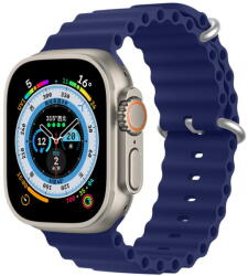 Dux Ducis Strap Watch Strap 8 / 7 / 6 / 5 / 4 / 3 / 2 / SE (45 / 44 / 42mm) Silicone Band Bracelet Navy Blue (OceanWave Version) - vexio