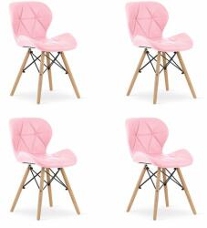 ARTOOL Set 4 scaune stil scandinav, Artool, Lago, piele ecologica, lemn, roz, 47x52x73 cm (3798_1S)