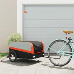 vidaXL fekete-narancssárga vas kerékpár-utánfutó 45 kg (94047)