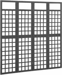 vidaXL Fekete 4 paneles tömör fenyőfa térelválasztó/lugasrács 161x180cm (316483)