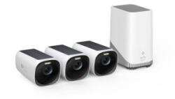 eufy Kit supraveghere video eufyCam 3 S330, 4K Ultra HD, Incarcare solara, BionicMind, Nightvision, Homebase 3 + 3 camere video (T88723W1) - pcgarage