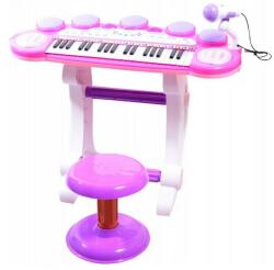 MalPlay Instrument muzical Malplay Orga electronica - Pian cu MP3, cu lumini si sunete, cu microfon si scaunel roz