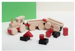 Mobbli Trenulet jucarie Montessori din lemn, cu vagoane si cuburi sortatoare, rosu-negru, Mobbli (MBL-PO01) - orasuljucariilor