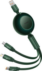 Baseus Bright Mirror 2 Lightning - USB-C - Micro-USB - USB-A visszahúzható kábel 66W 1, 1m - zöld