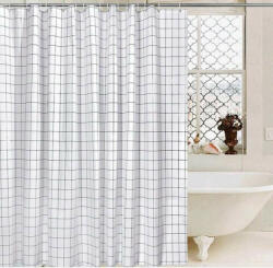Aqualine zuhanyfüggöny 180x180 cm, fehér mintával ZV022 (ZV022)