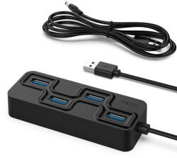 Rocketek 5 in 1 4xUSB 3.0 HUB dokkoló - USB 3.0 & DC Töltő HUB Állomás (RT-HC431)