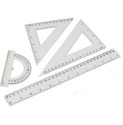 Vonalzó készlet 4 darabos 30cm, vonalzó, szögmérő, 45° és 60° háromszög vonalzók (5999093839206) - pencart