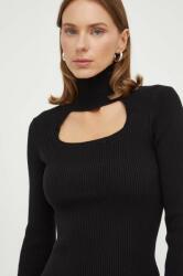Herskind pulóver női, fekete, félgarbó nyakú - fekete S