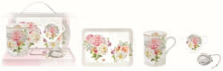 Easy Life Nuova R2S Teáskészlet porcelánbögrével, 250ml, műanyag kistálcával, teafiltertartóval és fémszűrővel, Romantic Lace