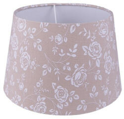 Clayre & Eef Lámpaernyő beige-fehér rózsás textilbevonatú, műanyag belsővel, 26x16cm