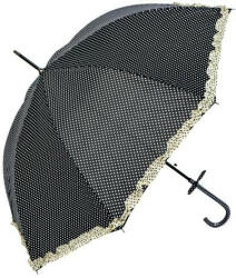 Clayre & Eef Esernyő 100cm, fekete alapon fehér pöttyös
