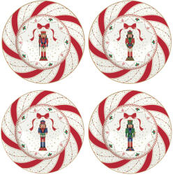 Easy Life Porcelán desszerttányér szett 4db-os, 19cm, dobozban, Nutcracker Twist