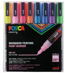 uni Set 8 Markere Uni Posca Mitsubishi, PC-3ML, Fine Tip Pen, Multicolor