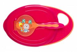 Rotho-Baby Design Castronel cu capac si lingurita raspberry/mandarine Rotho babydesign (30649-0231-BD) Set pentru masa bebelusi