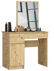 Akord Furniture Factory Masa de toaleta/machiaj, 2 sertare stanga, cu oglinda, dulap, stejar artisan, 90x50x77/142 cm (210420-AK) - mercaton
