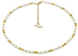 Zia Fashion Colier subtire la baza gatului sau bratara perle si cristale mici alb si auriu, Corizmi, Sweet Pearl