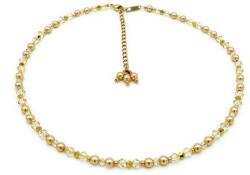Zia Fashion Colier subtire la baza gatului sau bratara perle si cristale mici aurii, Corizmi, Sweet Gold