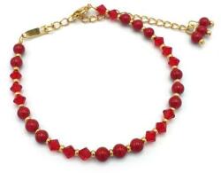 Zia Fashion Bratara subtire perle si cristale mici rosii, Corizmi, Sweet Red