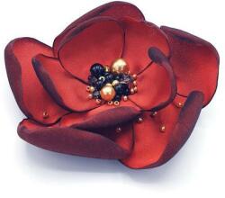 Zia Fashion Brosa eleganta floare rosie din matase satinata 8 cm, Corizmi, Abigail