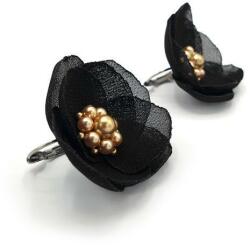 Zia Fashion Cercei cu tortita floare neagra mijloc auriu cu perle, Corizmi, Seren