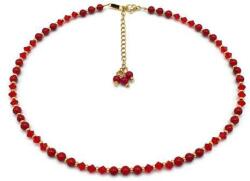Zia Fashion Colier subtire la baza gatului sau bratara perle si cristale mici rosii, Corizmi, Sweet Red